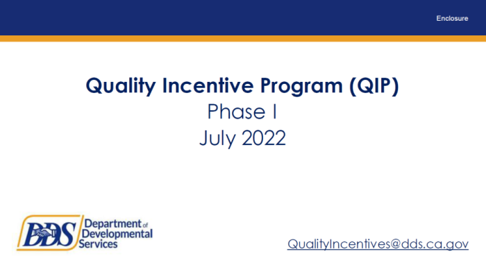 Quality Incentive Program, QIP Phase I July 2022