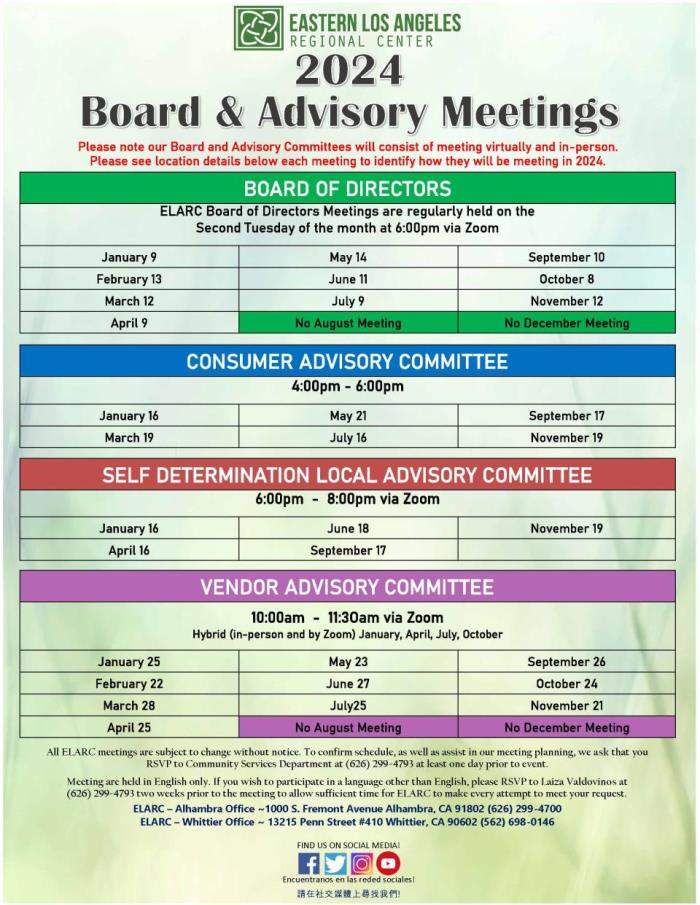 ENG 2024 Board and Advisory Meetings flyer